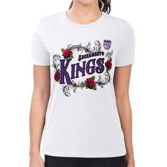 Sacramento Kings G-III 4Her by Carl Banks Women's Super-Slim Fit Lightweight Roses Crew Neck T-Shirt White