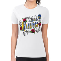 Golden State Warriors G-III 4Her by Carl Banks Women's Super-Slim Fit Lightweight Roses Crew Neck T-Shirt White