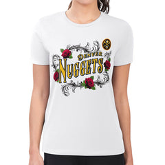 Denver Nuggets G-III 4Her by Carl Banks Women's Super-Slim Fit Lightweight Roses Crew Neck T-Shirt White