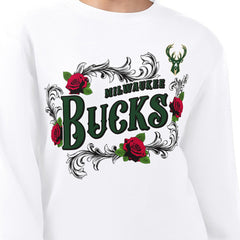 Milwaukee Bucks G-III 4Her by Carl Banks Women's Roses Fleece Tri-Blend Sweatshirt White