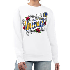 Golden State Warriors G-III 4Her by Carl Banks Women's Roses Fleece Tri-Blend Sweatshirt White