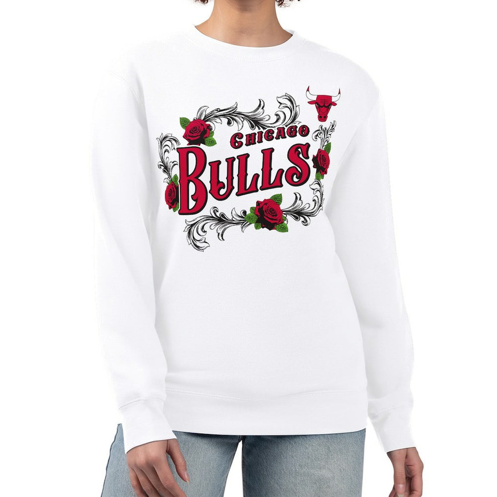 Chicago Bulls G-III 4Her by Carl Banks Women's Roses Fleece Tri-Blend Sweatshirt White
