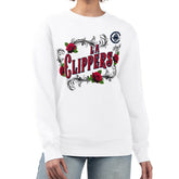 LA Clippers G-III 4Her by Carl Banks Women's Roses Fleece Tri-Blend Sweatshirt White
