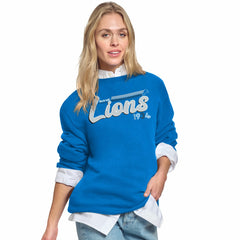 Detroit Lions Starter Women's Groovy Script Fleece Crewneck Sweatshirt - Blue - NFL