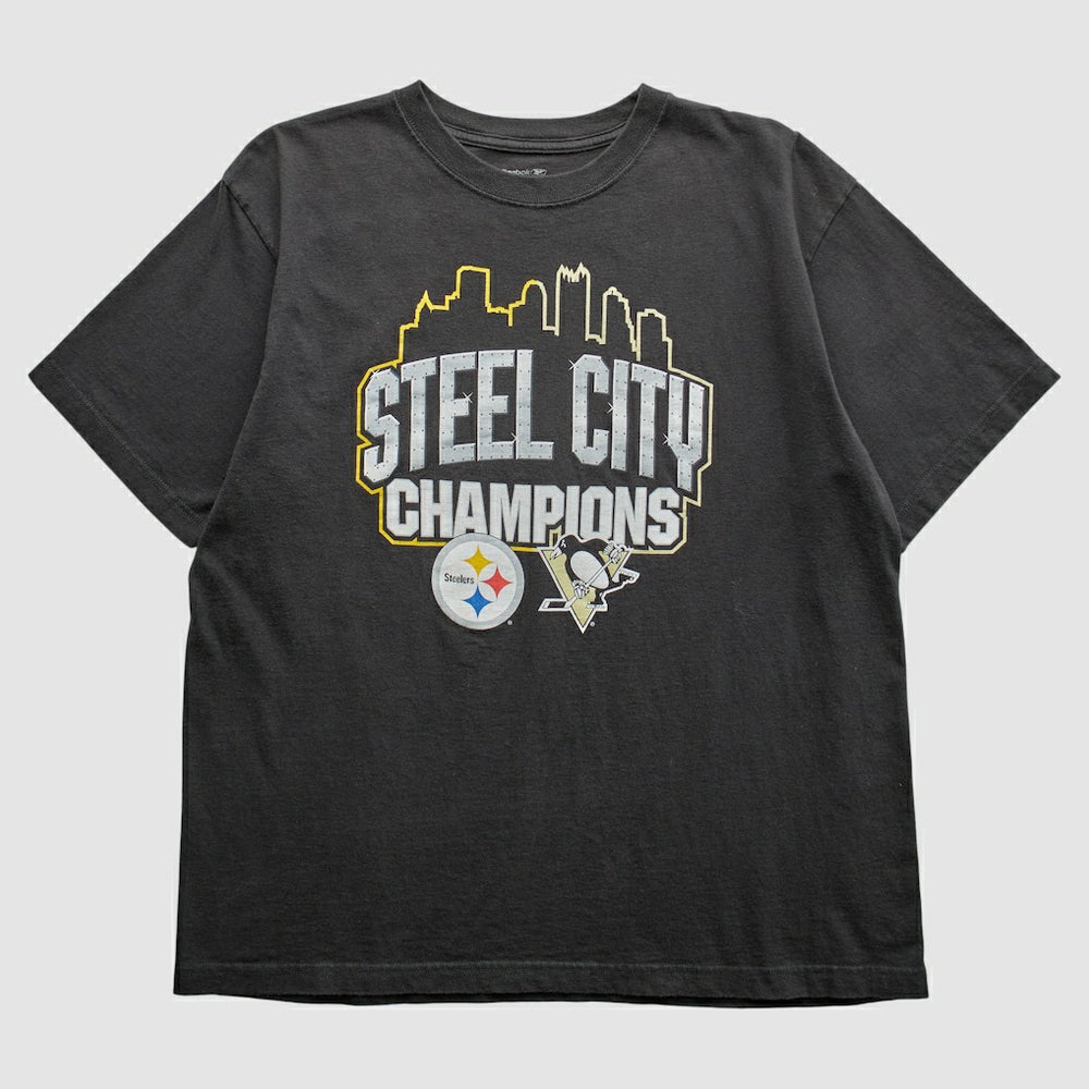 Pittsburgh Steelers Reebok 2009 T-Shirt - Black Vintage - Fanatics