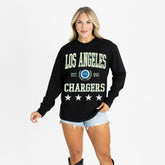 Los Angeles Chargers Gameday Couture Women's Oversized Everyday Star Long Sleeve T-Shirt - Black - NFL