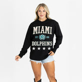 Miami Dolphins Gameday Couture Women's Oversized Everyday Star Long Sleeve T-Shirt - Black - NFL