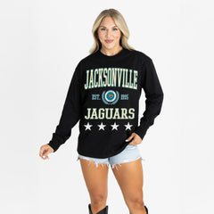 Jacksonville Jaguars Gameday Couture Women's Oversized Everyday Star Long Sleeve T-Shirt - Black - NFL