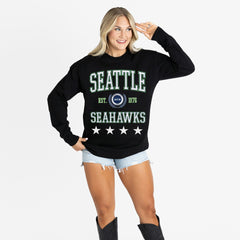 Seattle Seahawks Gameday Couture Women's Oversized Everyday Star Long Sleeve T-Shirt - Black - NFL