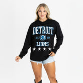 Detroit Lions Gameday Couture Women's Oversized Everyday Star Long Sleeve T-Shirt - Black - NFL