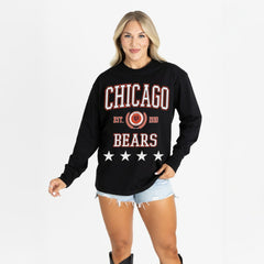 Chicago Bears Gameday Couture Women's Oversized Everyday Star Long Sleeve T-Shirt - Black - NFL