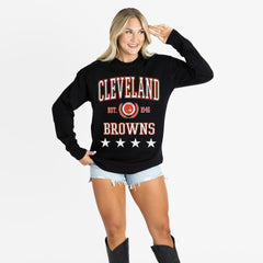 Cleveland Browns Gameday Couture Women's Oversized Everyday Star Long Sleeve T-Shirt - Black - NFL