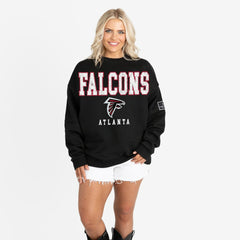 Atlanta Falcons Gameday Couture Women's Oversized Level Up Black Label Premium Fleece Sweatshirt - Black - NFL