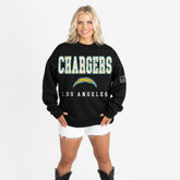 Los Angeles Chargers Gameday Couture Women's Oversized Level Up Black Label Premium Fleece Sweatshirt - Black - NFL