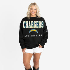 Los Angeles Chargers Gameday Couture Women's Oversized Level Up Black Label Premium Fleece Sweatshirt - Black - NFL