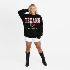Houston Texans Gameday Couture Women's Oversized Level Up Black Label Premium Fleece Sweatshirt - Black - NFL