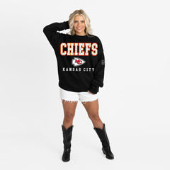 Kansas City Chiefs Gameday Couture Women's Oversized Level Up Black Label Premium Fleece Sweatshirt - Black - NFL
