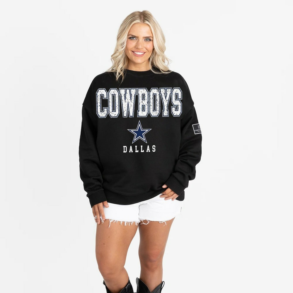 Dallas Cowboys Gameday Couture Women's Oversized Level Up Black Label Premium Fleece Sweatshirt - Black - NFL