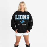 Detroit Lions Gameday Couture Women's Oversized Level Up Black Label Premium Fleece Sweatshirt - Black - NFL