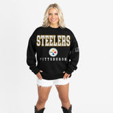 Pittsburgh Steelers Gameday Couture Women's Oversized Level Up Black Label Premium Fleece Sweatshirt - Black - NFL