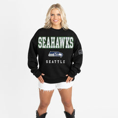 Seattle Seahawks Gameday Couture Women's Oversized Level Up Black Label Premium Fleece Sweatshirt - Black - NFL