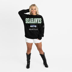 Seattle Seahawks Gameday Couture Women's Oversized Level Up Black Label Premium Fleece Sweatshirt - Black - NFL