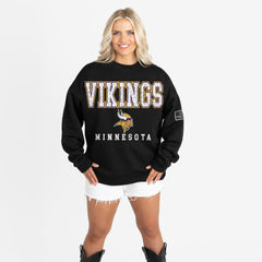 Minnesota Vikings Gameday Couture Women's Oversized Level Up Black Label Premium Fleece Sweatshirt - Black - NFL