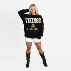 Minnesota Vikings Gameday Couture Women's Oversized Level Up Black Label Premium Fleece Sweatshirt - Black - NFL
