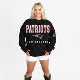 New England Patriots Gameday Couture Women's Oversized Level Up Black Label Premium Fleece Sweatshirt - Black - NFL