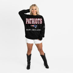 New England Patriots Gameday Couture Women's Oversized Level Up Black Label Premium Fleece Sweatshirt - Black - NFL