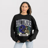 Baltimore Ravens Gameday Couture Women's Oversized Victory Lane Black Label Premium Fleece Sweatshirt - Black - NFL