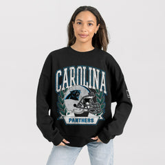 Carolina Panthers Gameday Couture Women's Oversized Victory Lane Black Label Premium Fleece Sweatshirt - Black - NFL