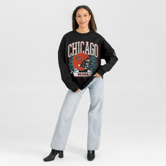 Chicago Bears Gameday Couture Women's Oversized Victory Lane Black Label Premium Fleece Sweatshirt - Black - NFL