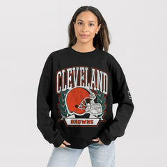 Cleveland Browns Gameday Couture Women's Oversized Victory Lane Black Label Premium Fleece Sweatshirt - Black - NFL