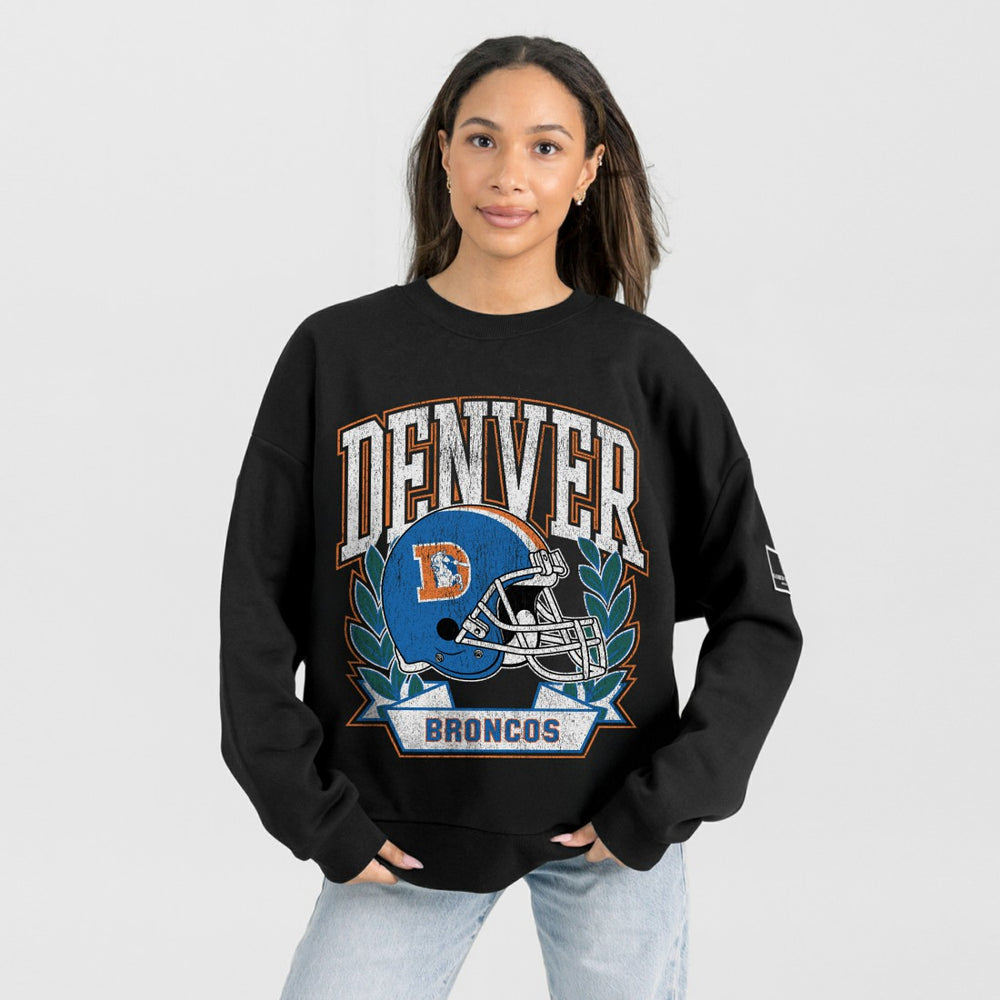 Denver Broncos Gameday Couture Women's Oversized Victory Lane Black Label Premium Fleece Sweatshirt - Black - NFL
