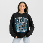 Detroit Lions Gameday Couture Women's Oversized Victory Lane Black Label Premium Fleece Sweatshirt - Black - NFL