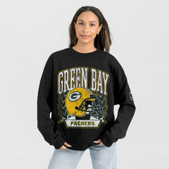 Green Bay Packers Gameday Couture Women's Oversized Victory Lane Black Label Premium Fleece Sweatshirt - Black - NFL
