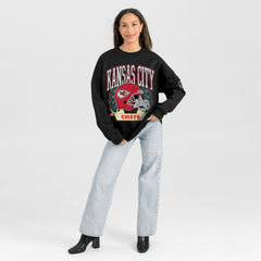 Kansas City Chiefs Gameday Couture Women's Oversized Victory Lane Black Label Premium Fleece Sweatshirt - Black - NFL
