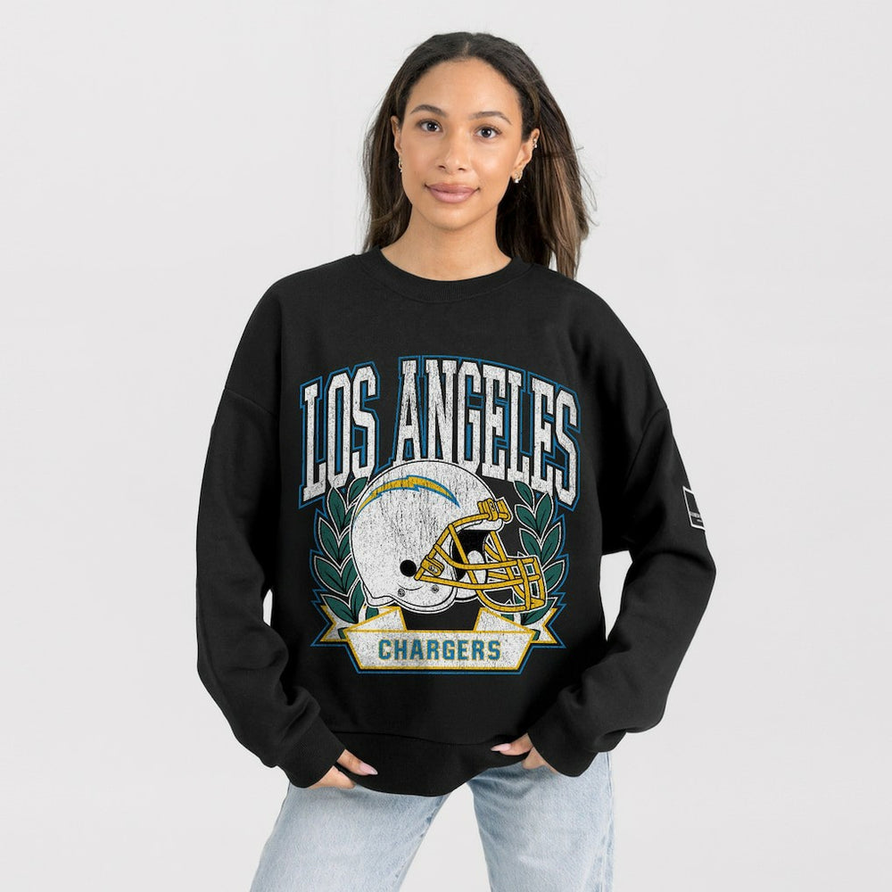 Los Angeles Chargers Gameday Couture Women's Oversized Victory Lane Black Label Premium Fleece Sweatshirt - Black - NFL