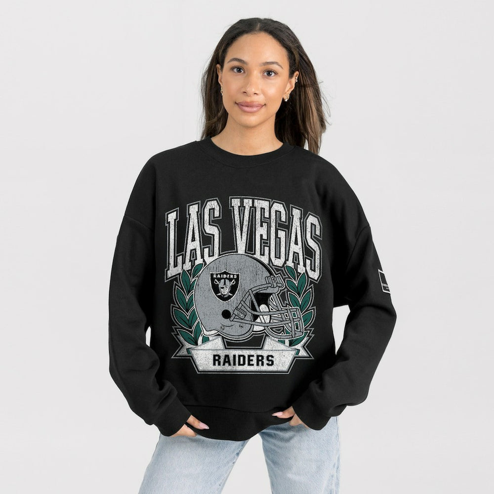 Las Vegas Raiders Gameday Couture Women's Oversized Victory Lane Black Label Premium Fleece Sweatshirt - Black - NFL