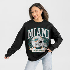 Miami Dolphins Gameday Couture Women's Oversized Victory Lane Black Label Premium Fleece Sweatshirt - Black - NFL