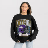 Minnesota Vikings Gameday Couture Women's Oversized Victory Lane Black Label Premium Fleece Sweatshirt - Black - NFL