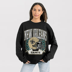 New Orleans Saints Gameday Couture Women's Oversized Victory Lane Black Label Premium Fleece Sweatshirt - Black - NFL