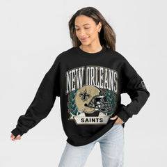 New Orleans Saints Gameday Couture Women's Oversized Victory Lane Black Label Premium Fleece Sweatshirt - Black - NFL