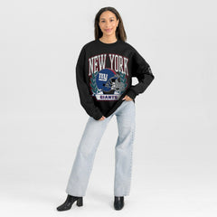 New York Giants Gameday Couture Women's Oversized Victory Lane Black Label Premium Fleece Sweatshirt - Black - NFL