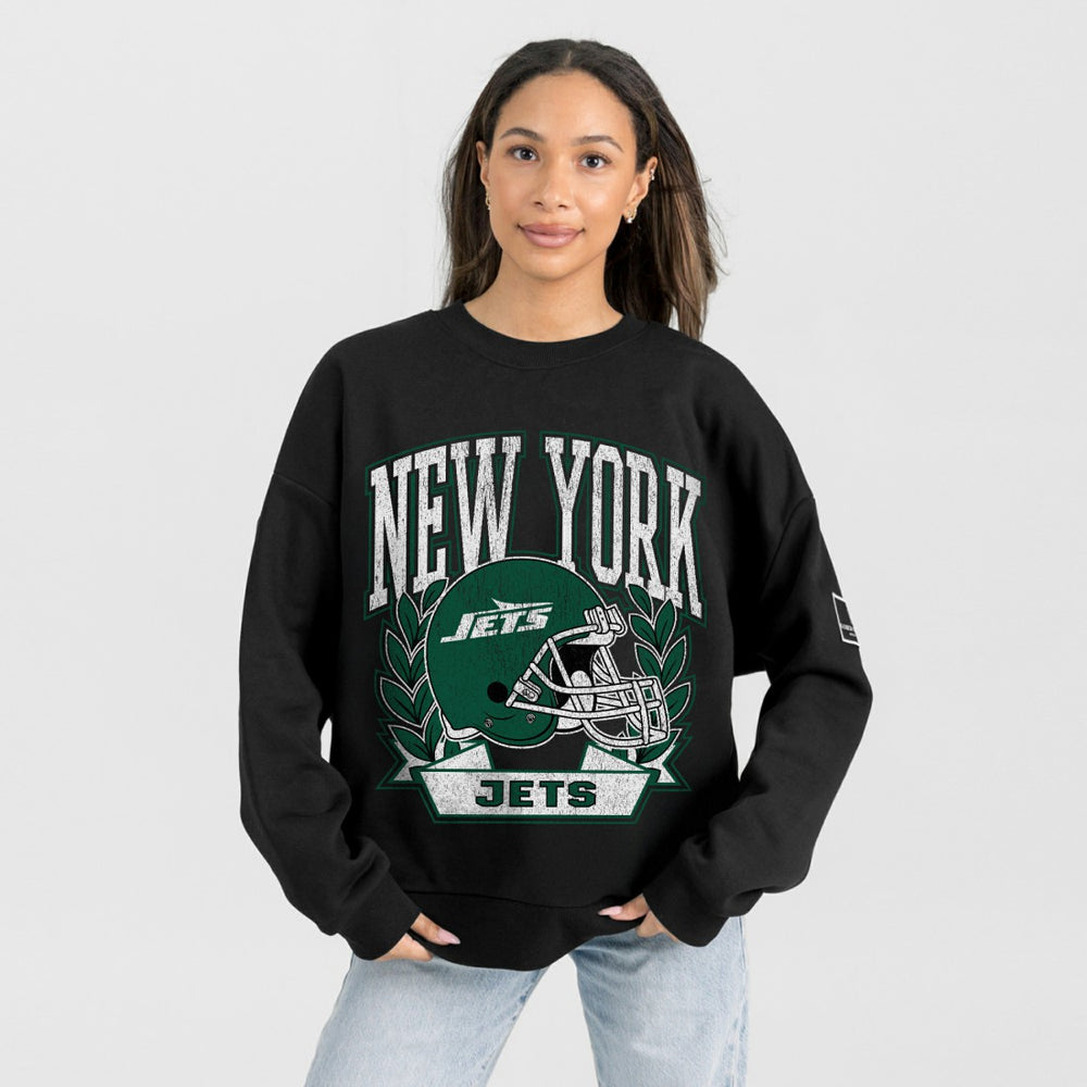 New York Jets Gameday Couture Women's Oversized Victory Lane Black Label Premium Fleece Sweatshirt - Black - NFL