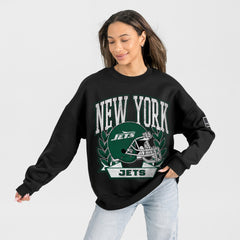 New York Jets Gameday Couture Women's Oversized Victory Lane Black Label Premium Fleece Sweatshirt - Black - NFL