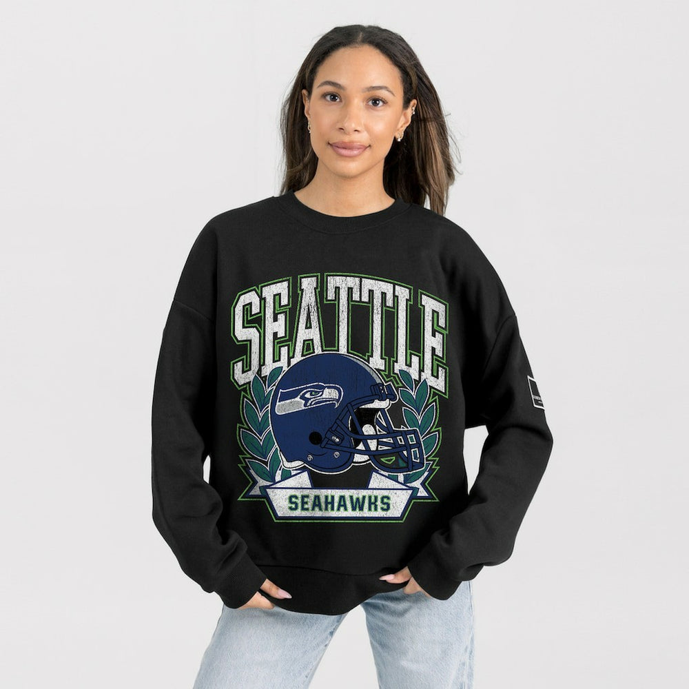 Seattle Seahawks Gameday Couture Women's Oversized Victory Lane Black Label Premium Fleece Sweatshirt - Black - NFL