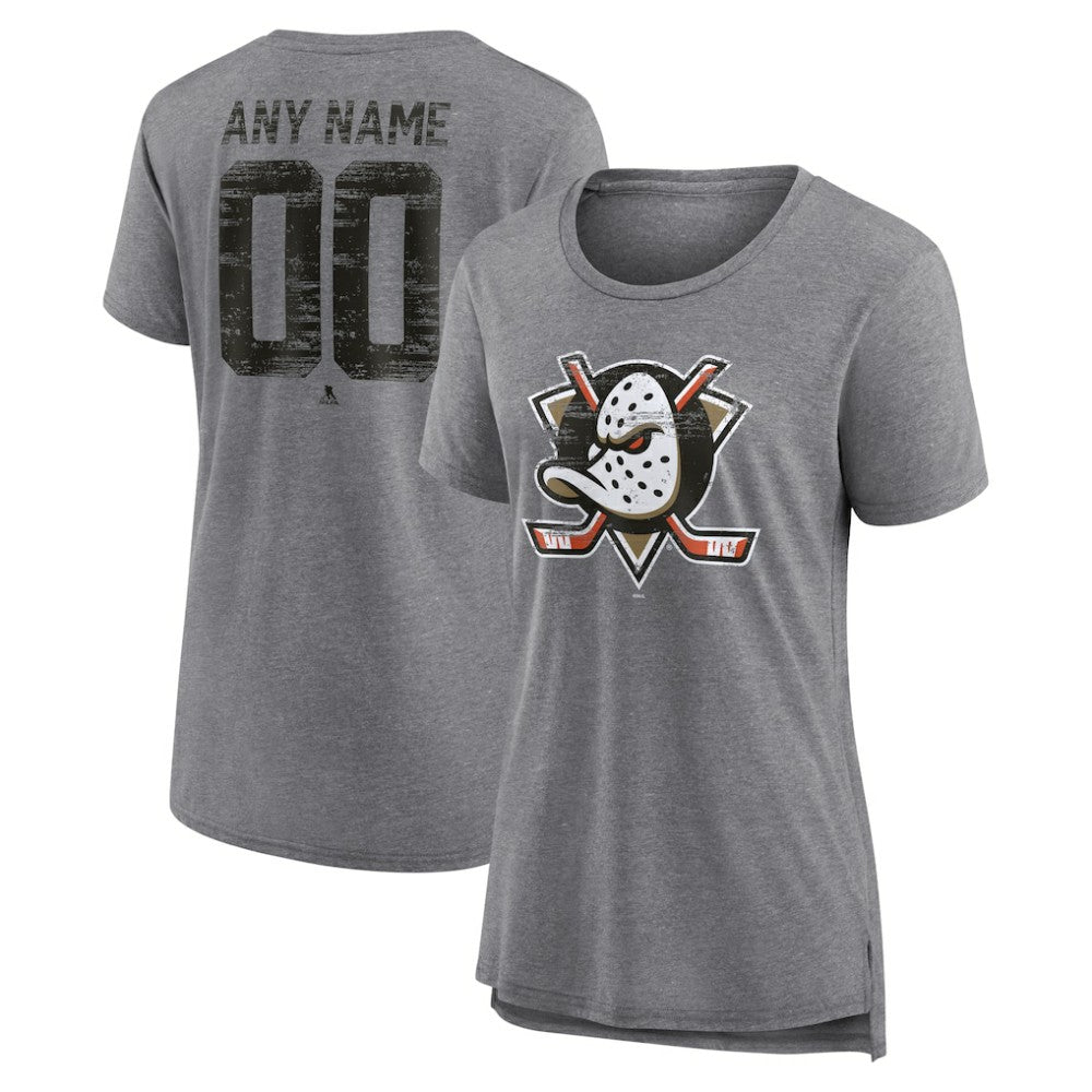 Anaheim Ducks Women's Heritage Custom Tri-Blend T-Shirt - Gray | NHL near me