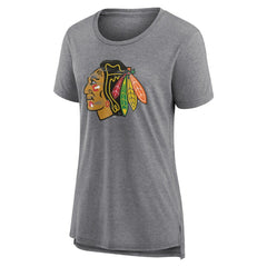 Chicago Blackhawks Women's Heritage Custom Tri-Blend T-Shirt - Gray | NHL sale